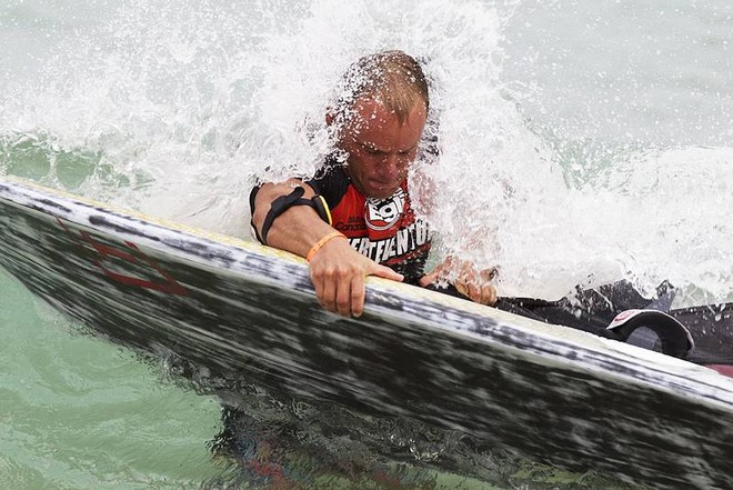 Problems in the shorebreak - PWA Sotavento Fuerteventura Grand Slam 2011 ©  John Carter / PWA http://www.pwaworldtour.com